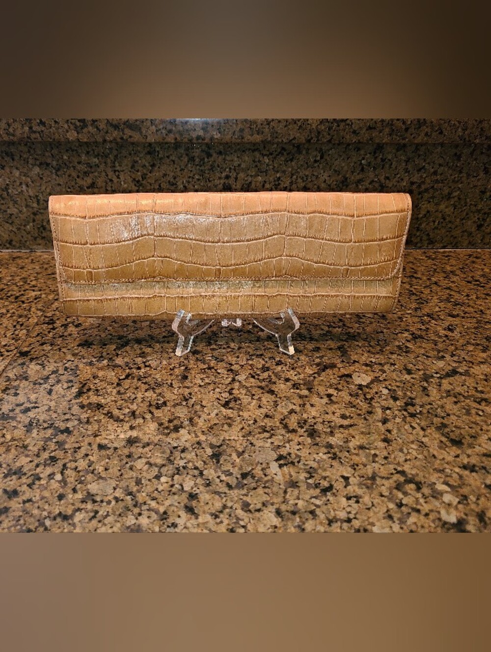 ABAS Tan Cylinder Leather Clutch